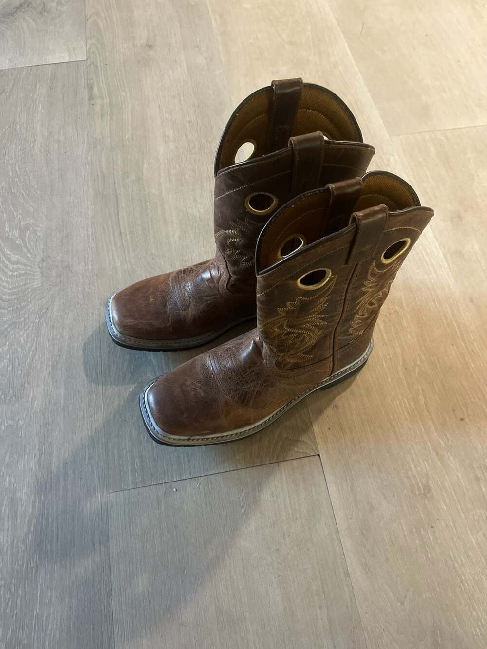Dan Post Amarillo Youth Brown Leather Square Toe Western Cowboy Boots DPC3932